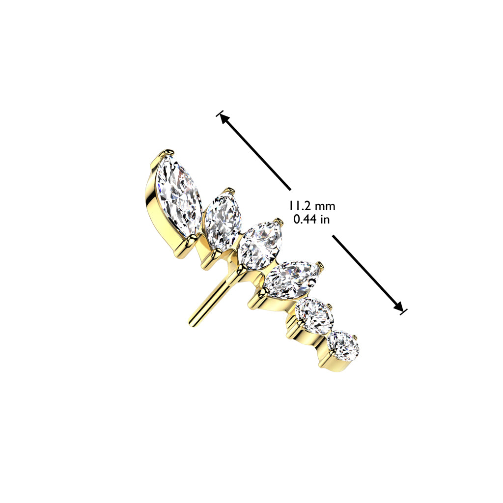 Premium G23 Titanium Crystal Marquise Arc Threadless Top