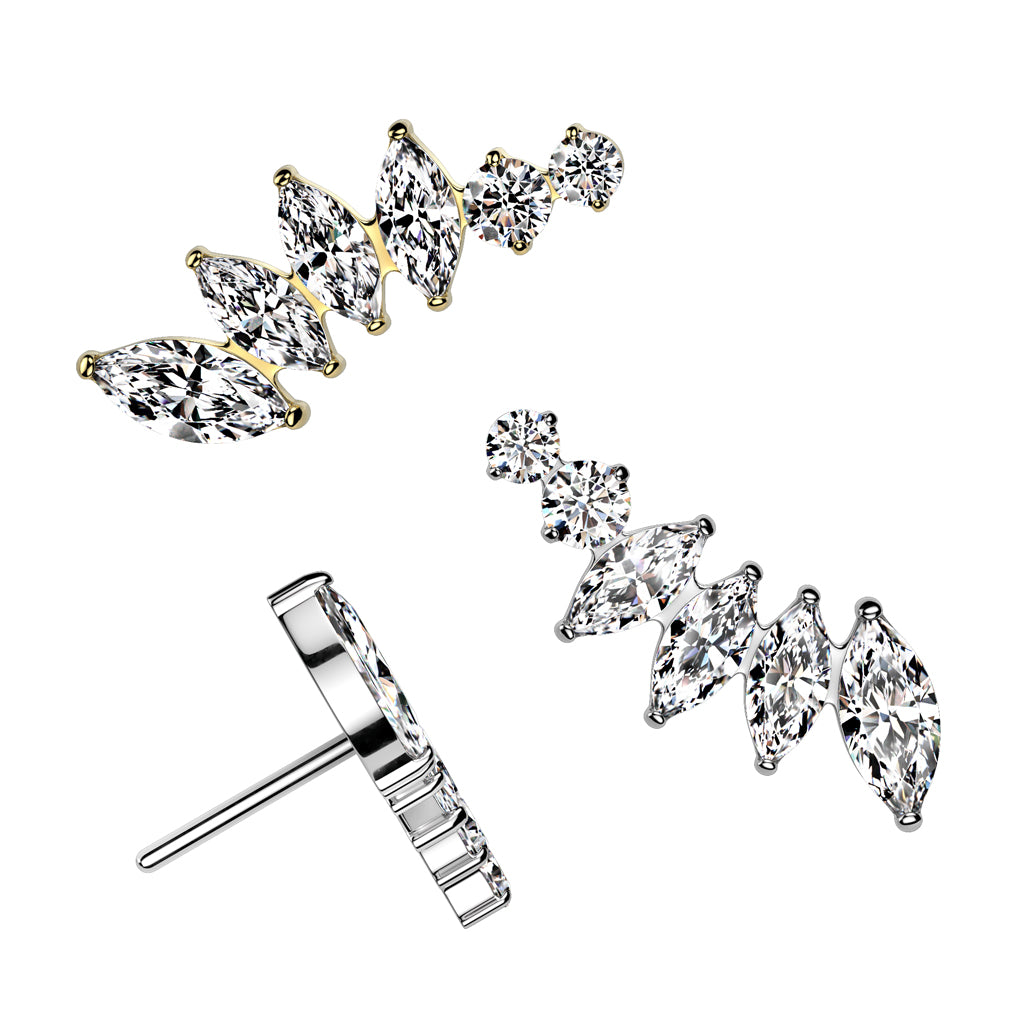 Premium G23 Titanium Crystal Marquise Arc Threadless Top