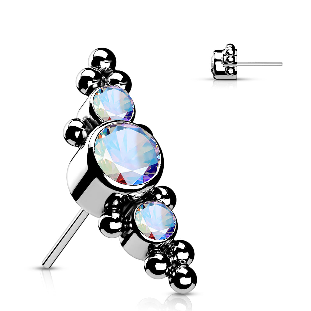 Premium G23 Titanium Crystal Dotwork Cluster Threadless Top
