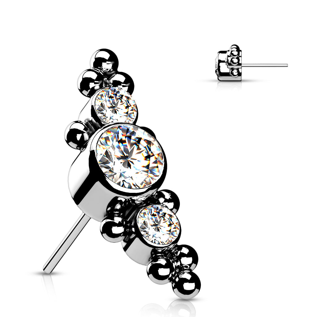 Premium G23 Titanium Crystal Dotwork Cluster Threadless Top