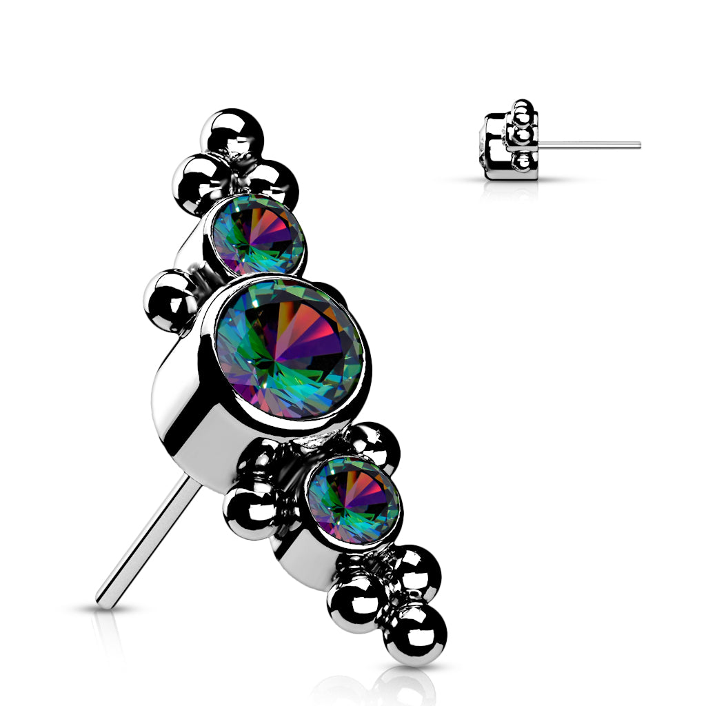 Premium G23 Titanium Crystal Dotwork Cluster Threadless Top