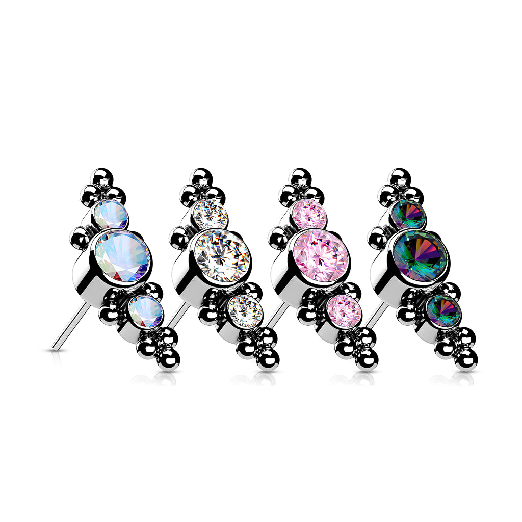 Premium G23 Titanium Crystal Dotwork Cluster Threadless Top