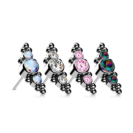Premium G23 Titanium Crystal Dotwork Cluster Threadless Top