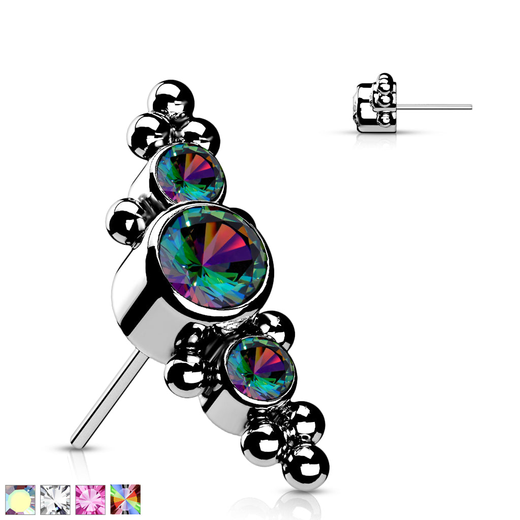Premium G23 Titanium Crystal Dotwork Cluster Threadless Top