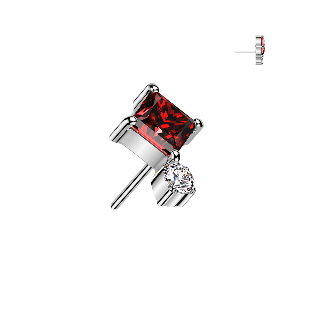 Premium G23 Titanium Luxe Crystal Rhombus + Circle Threadless Top