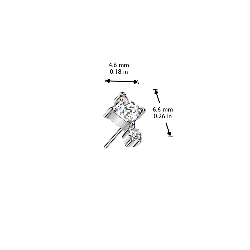 Premium G23 Titanium Luxe Crystal Rhombus + Circle Threadless Top