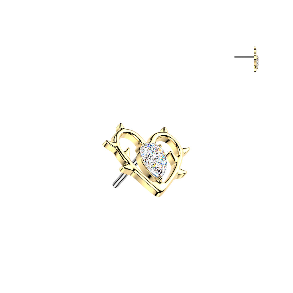 Premium G23 Titanium Luxe Crystal Thorn Heart Threadless Top