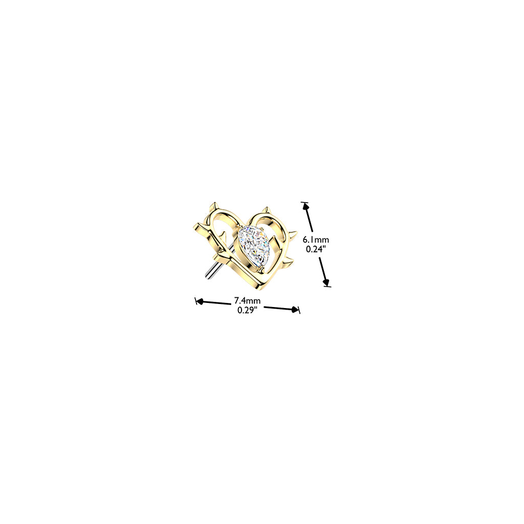 Premium G23 Titanium Luxe Crystal Thorn Heart Threadless Top