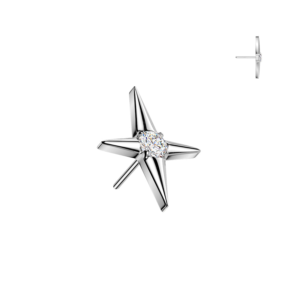 Premium G23 Titanium Luxe Crystal North Star Threadless Top