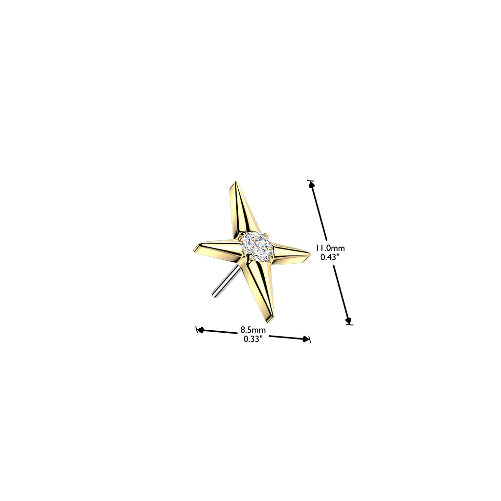Premium G23 Titanium Luxe Crystal North Star Threadless Top