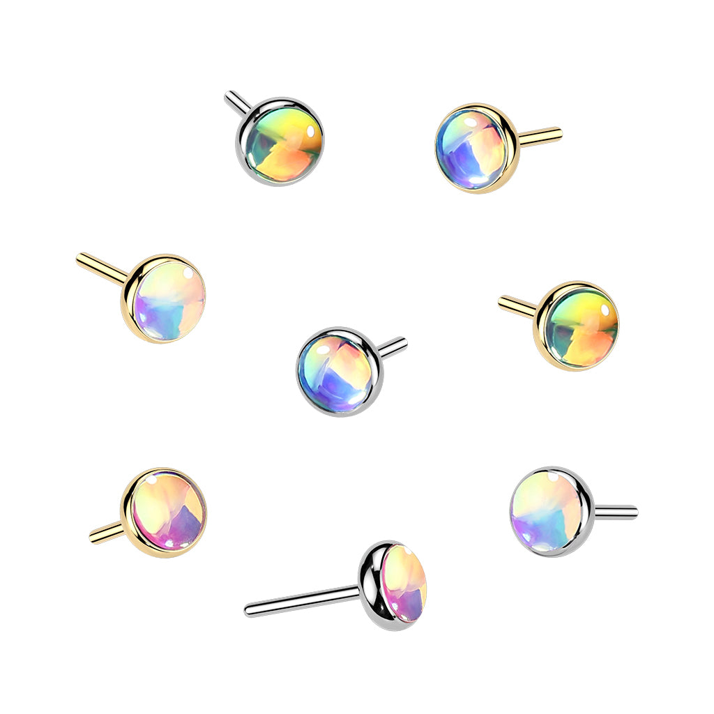 Premium G23 Titanium Round Bezel-Set Moonstone Luxe Threadless Top