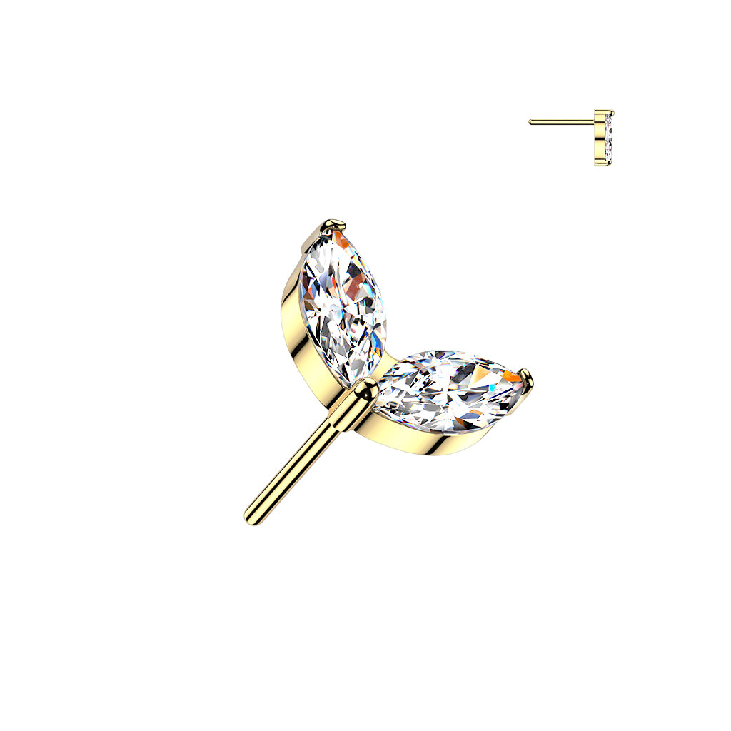 Premium G23 Titanium Marquise Wing Threadless Top