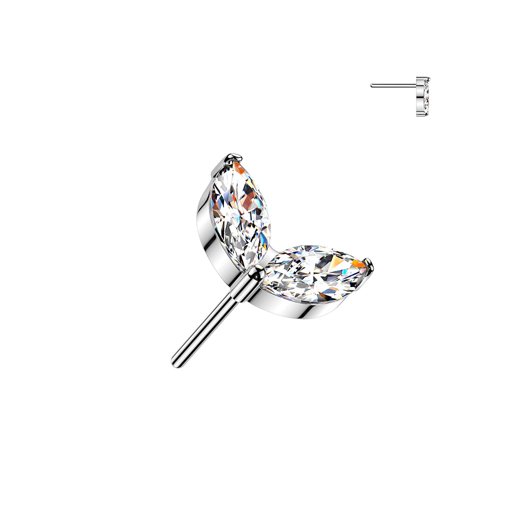 Premium G23 Titanium Marquise Wing Threadless Top