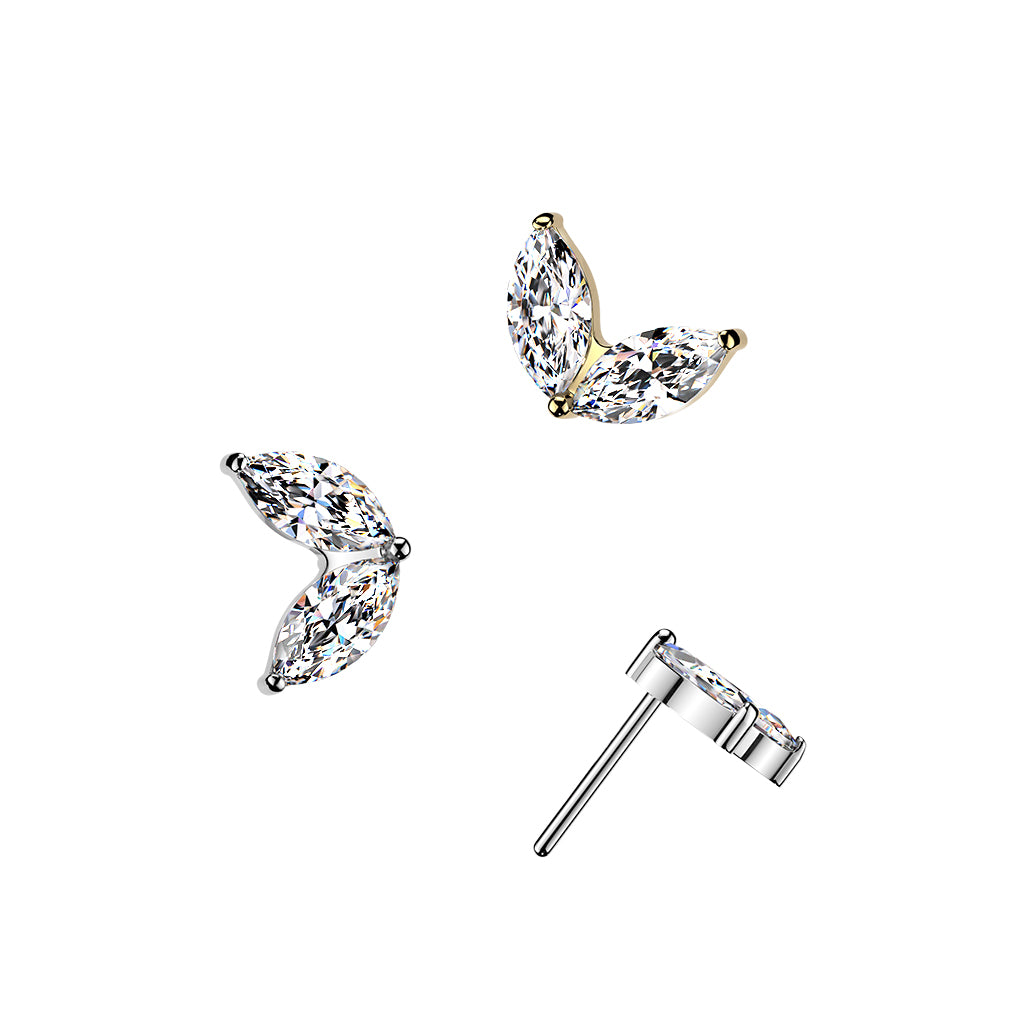 Premium G23 Titanium Marquise Wing Threadless Top