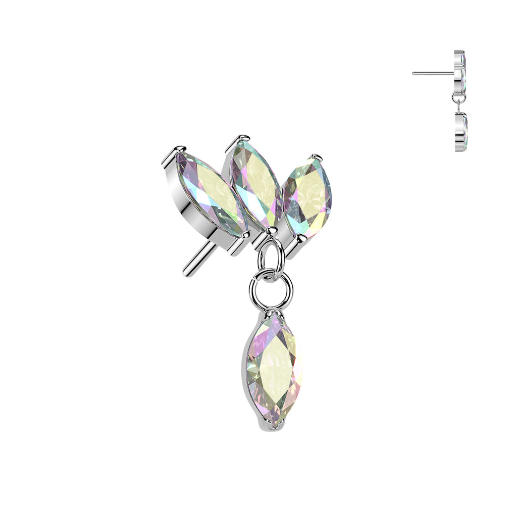 Premium G23 Titanium Triple Marquise Dangle Threadless Top