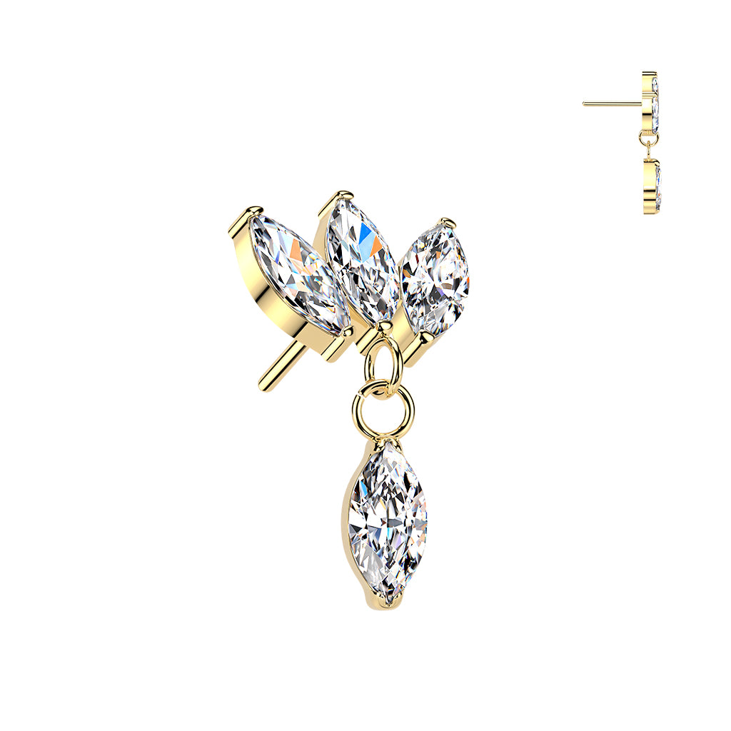 Premium G23 Titanium Triple Marquise Dangle Threadless Top