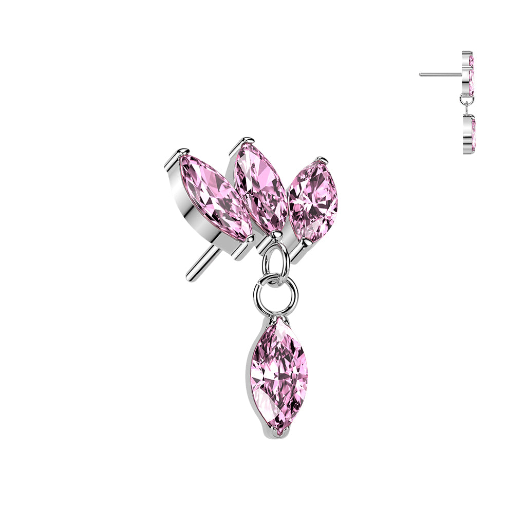 Premium G23 Titanium Triple Marquise Dangle Threadless Top