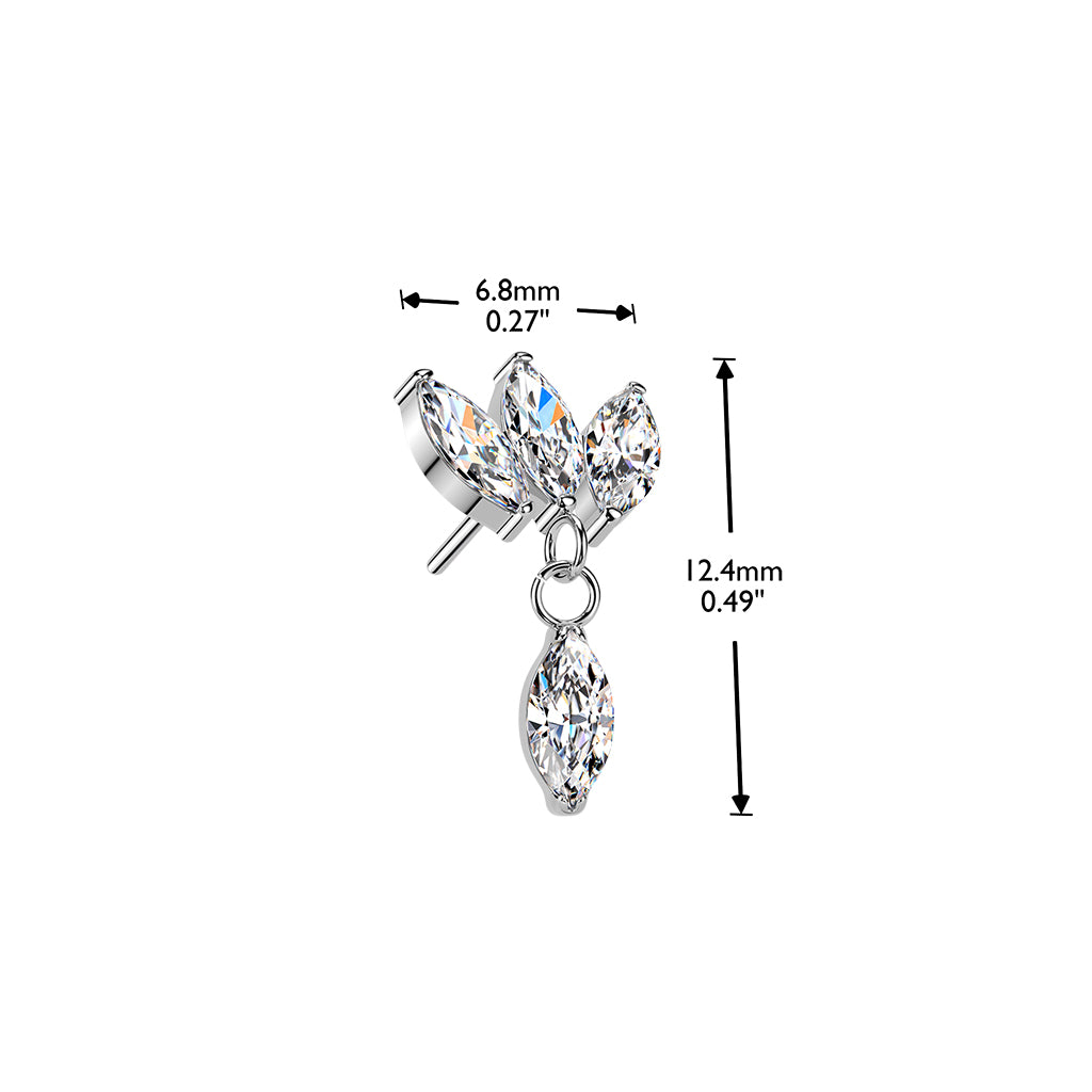 Premium G23 Titanium Triple Marquise Dangle Threadless Top