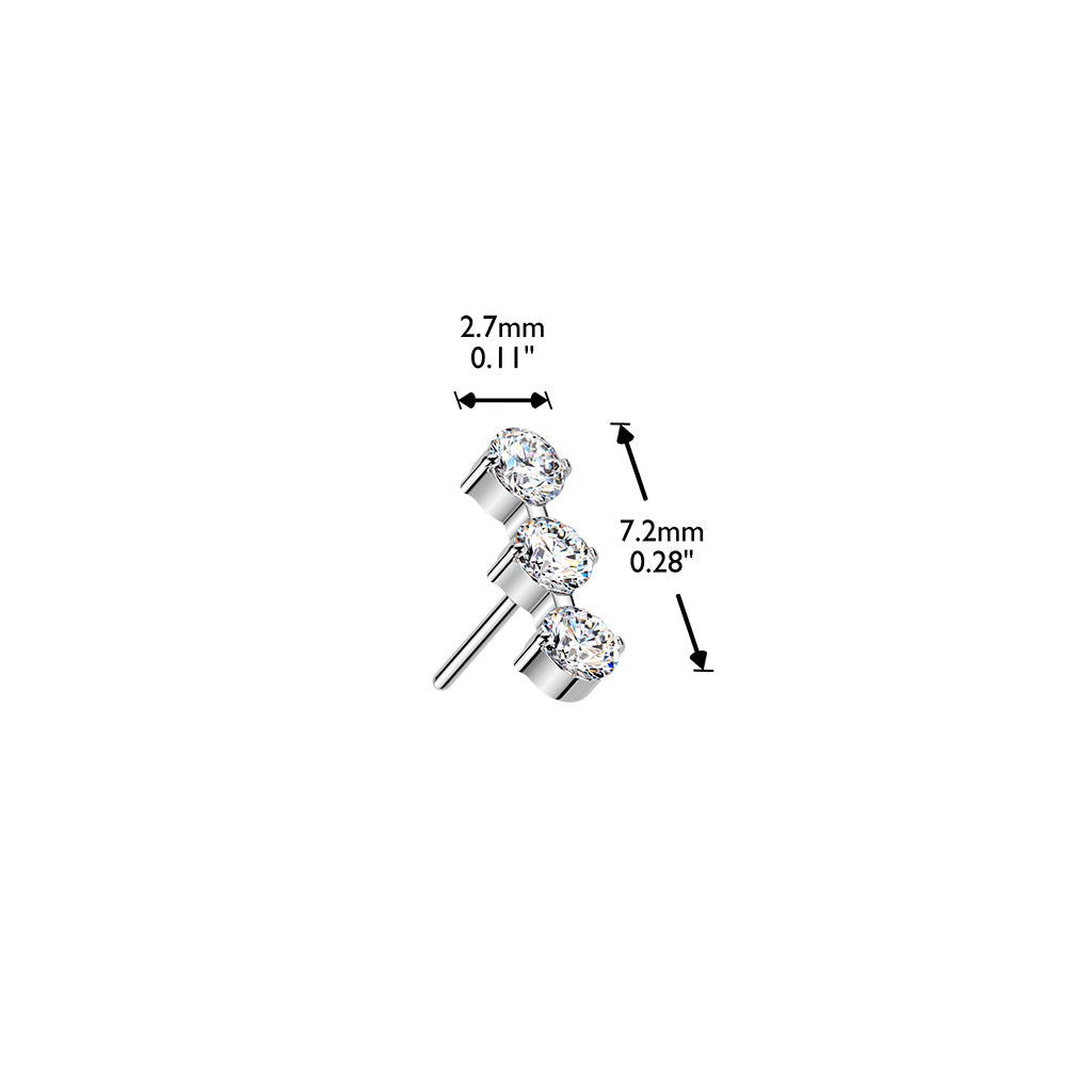 Premium G23 Titanium Crystal Trio Circle Threadless Top