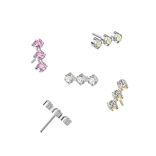 Premium G23 Titanium Crystal Trio Circle Threadless Top