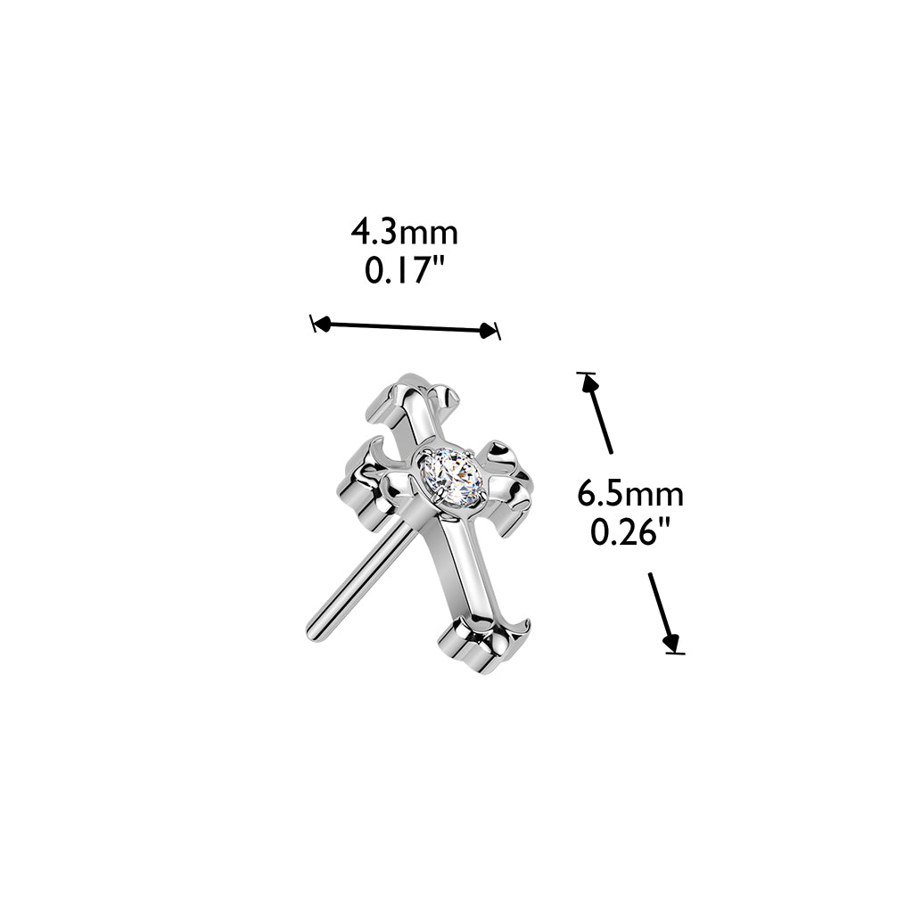 Premium G23 Titanium Crystal Budded Cross Luxe Threadless Top