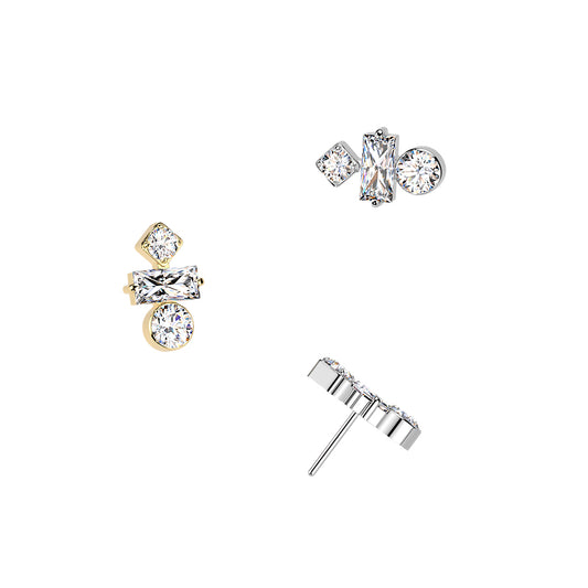 Premium G23 Titanium Geometric Sparkle Threadless Top