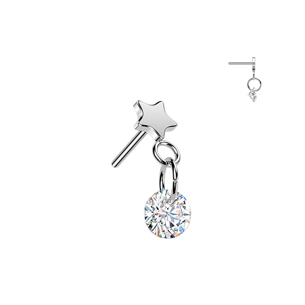 Premium G23 Titanium Star + Round Dangle Threadless Top