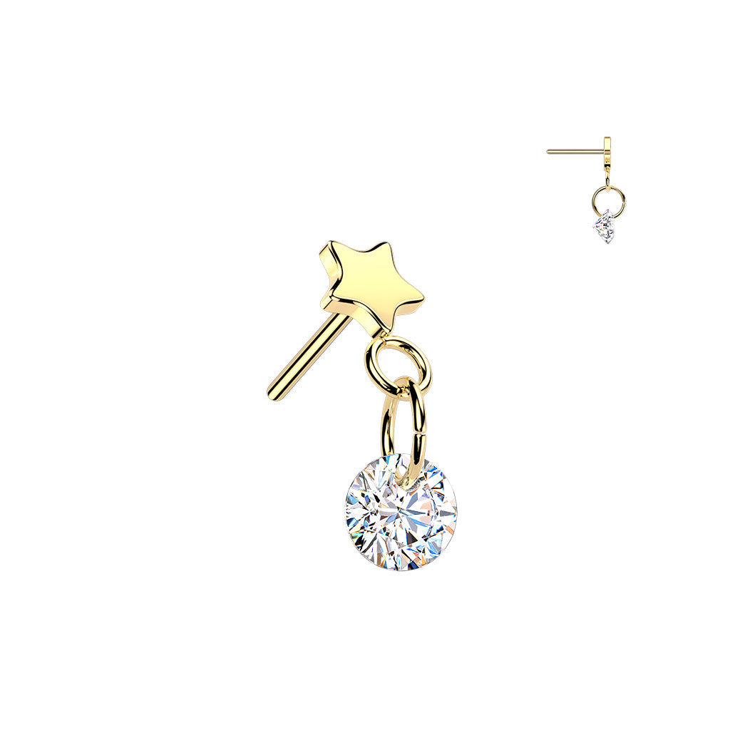 Premium G23 Titanium Star + Round Dangle Threadless Top