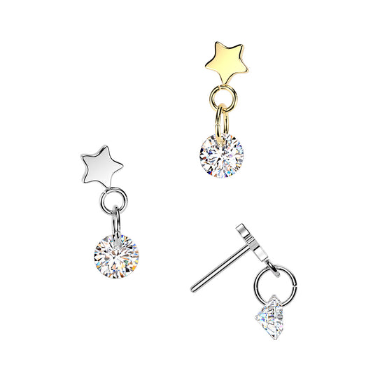 Premium G23 Titanium Star + Round Dangle Threadless Top