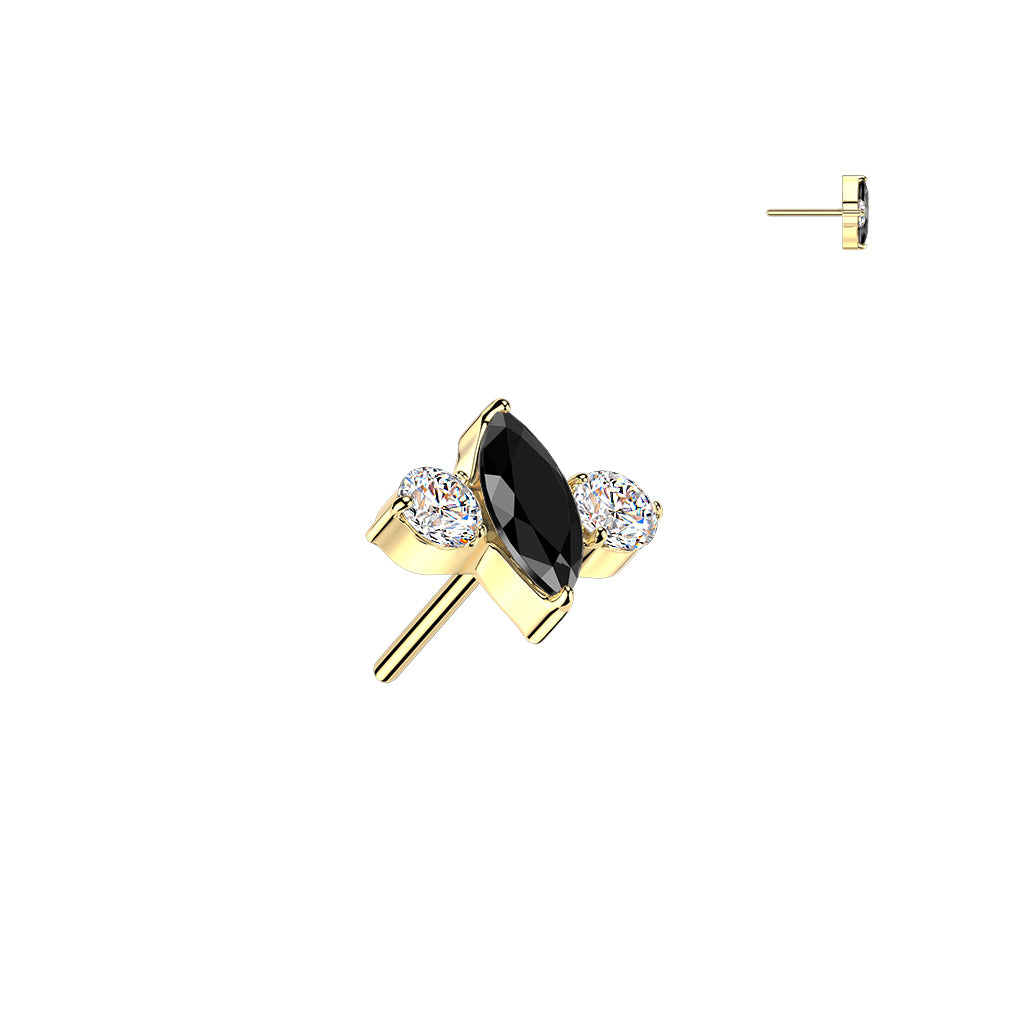 Premium G23 Titanium Marquise Center Crystal Threadless Top