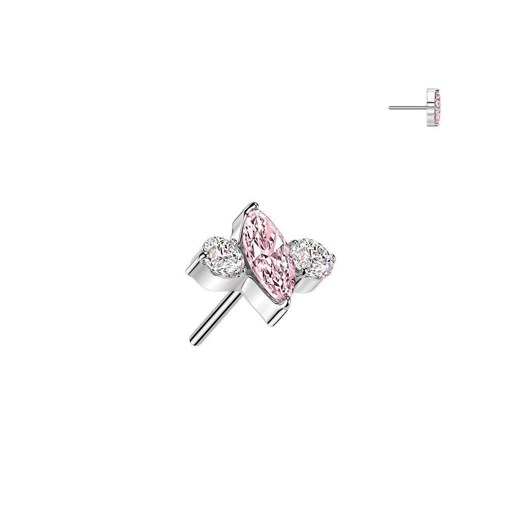 Premium G23 Titanium Marquise Center Crystal Threadless Top