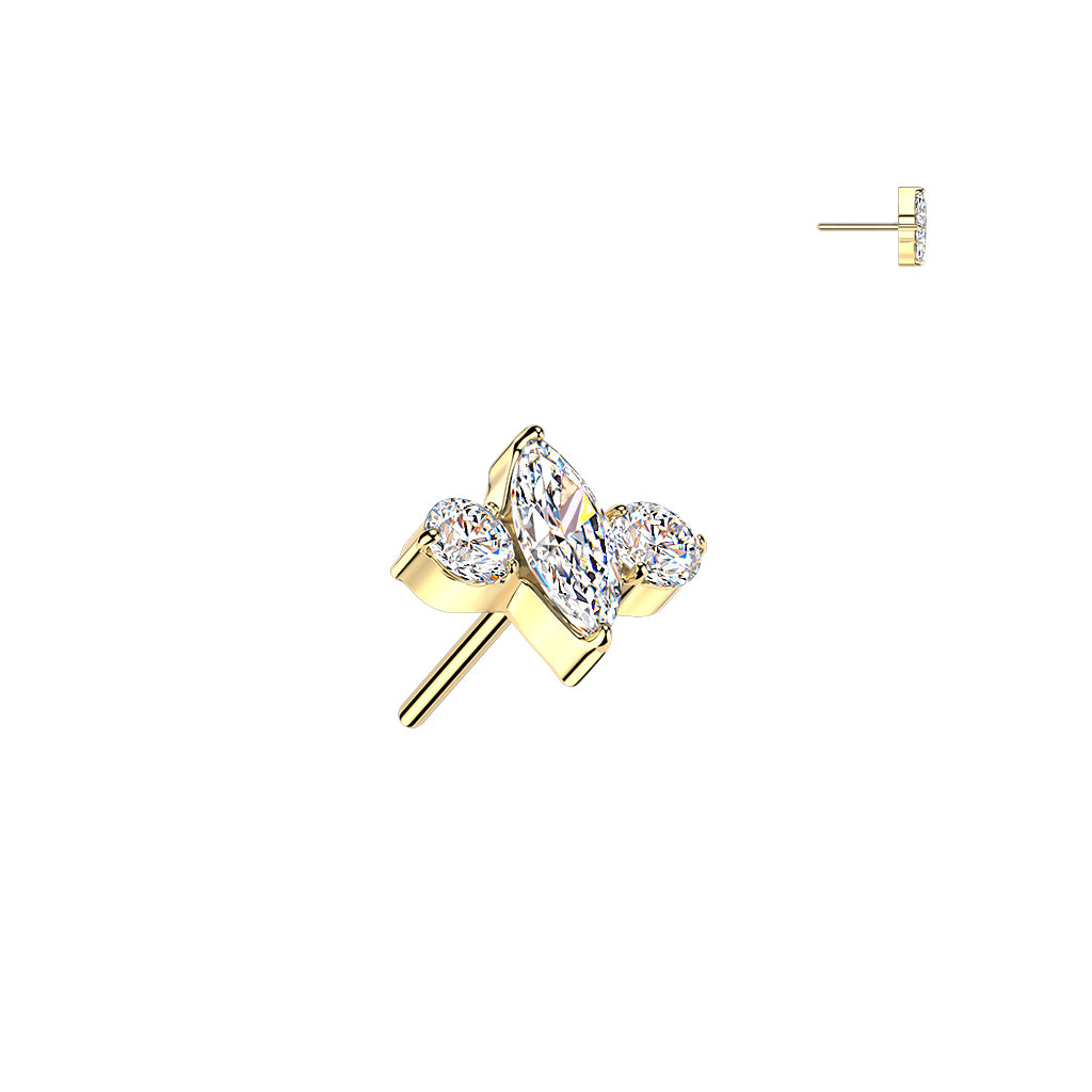 Premium G23 Titanium Marquise Center Crystal Threadless Top