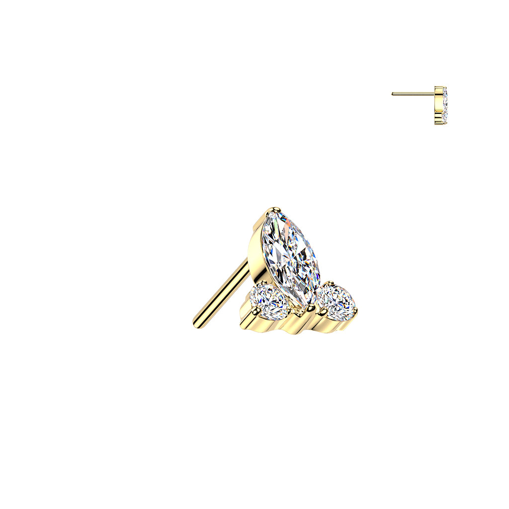 Premium G23 Titanium Marquise Crown Threadless Top