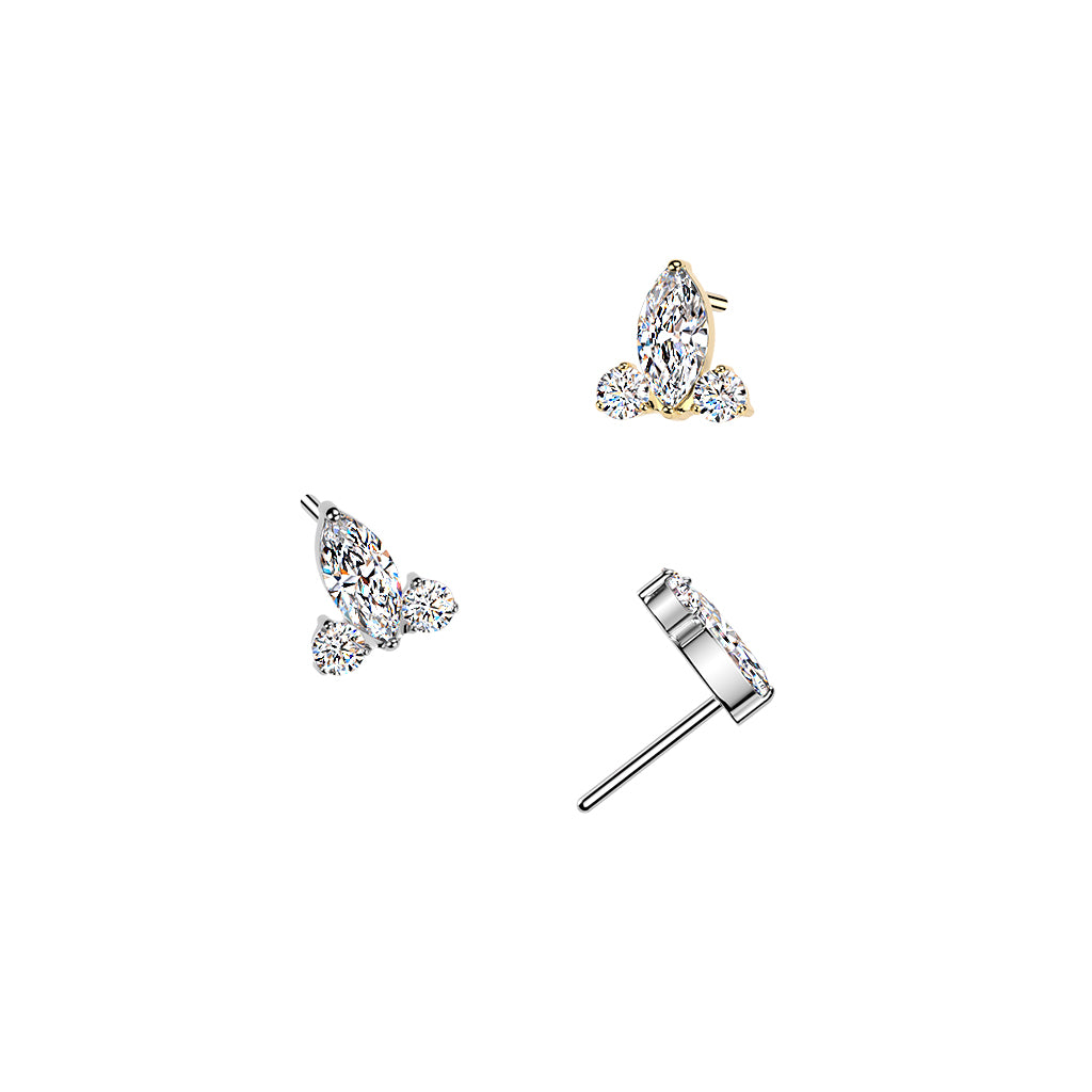 Premium G23 Titanium Marquise Crown Threadless Top