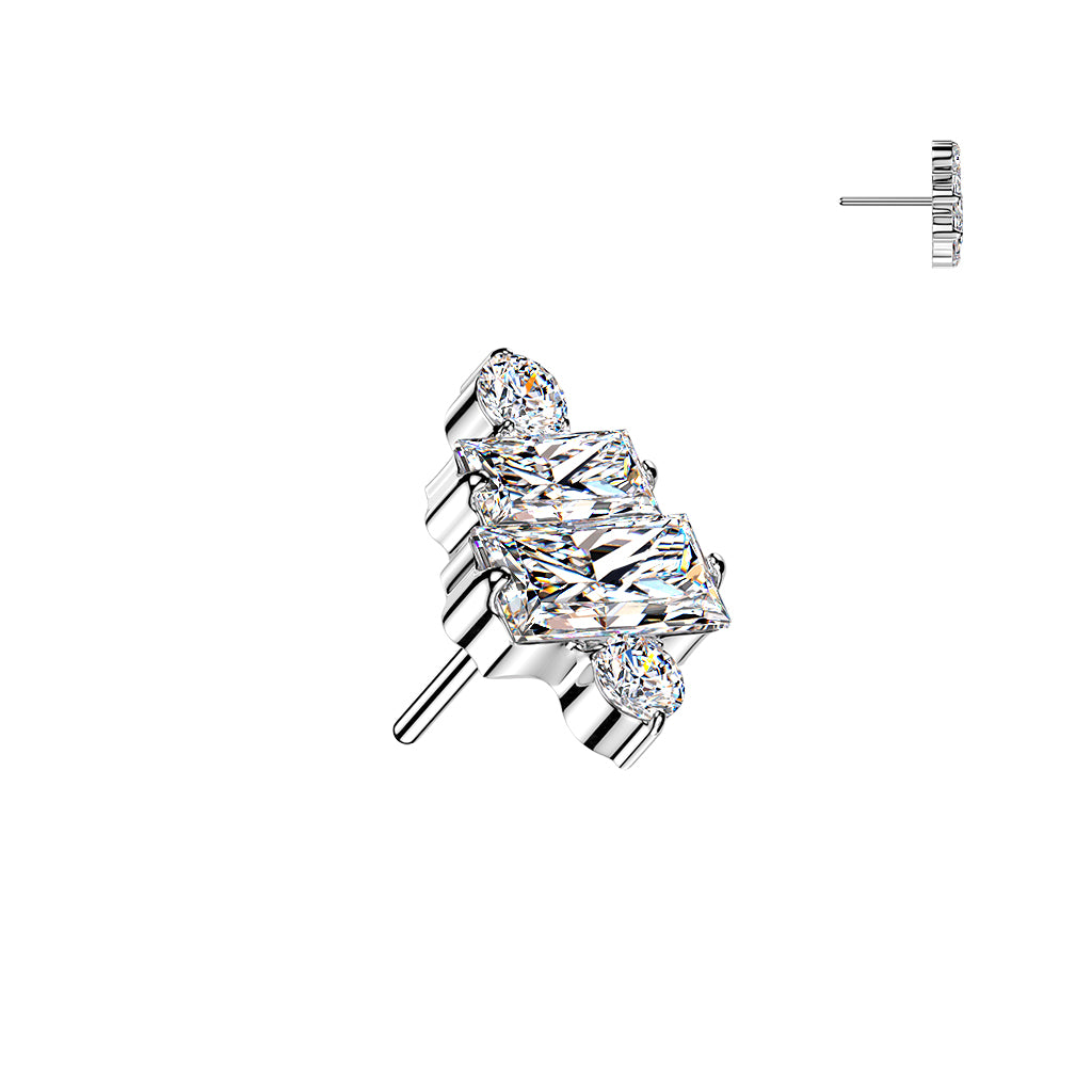 Premium G23 Titanium Baguette + Round Duo Luxe Threadless Top