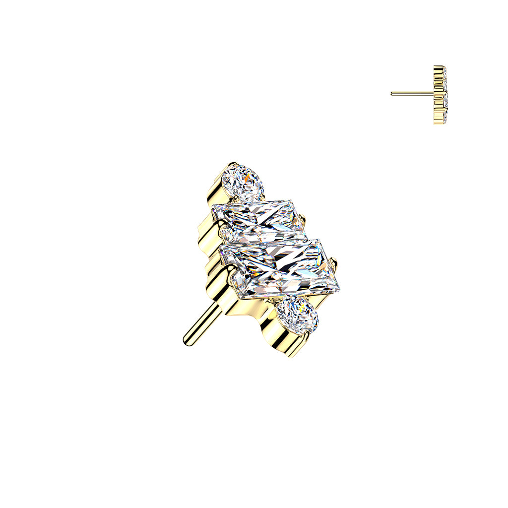Premium G23 Titanium Baguette + Round Duo Luxe Threadless Top
