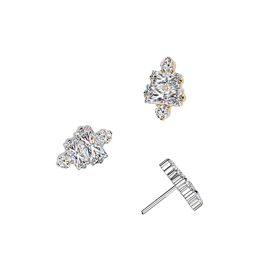 Premium G23 Titanium Baguette + Round Duo Luxe Threadless Top