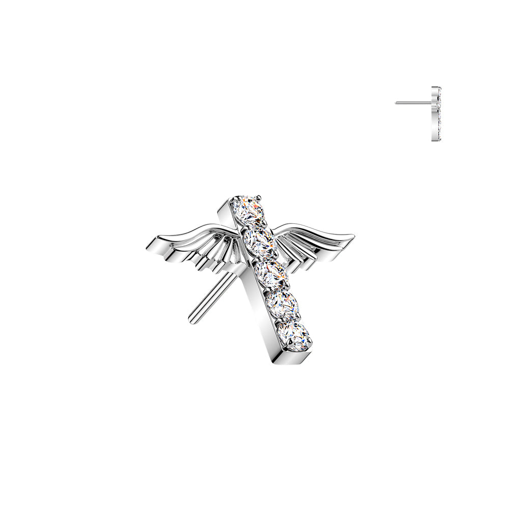Premium G23 Titanium Winged Cross Luxe Threadless Top
