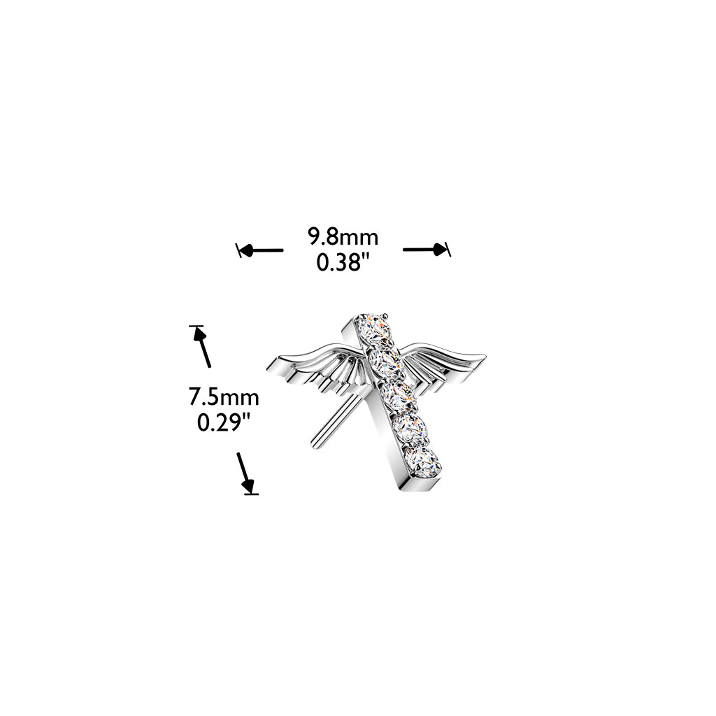 Premium G23 Titanium Winged Cross Luxe Threadless Top