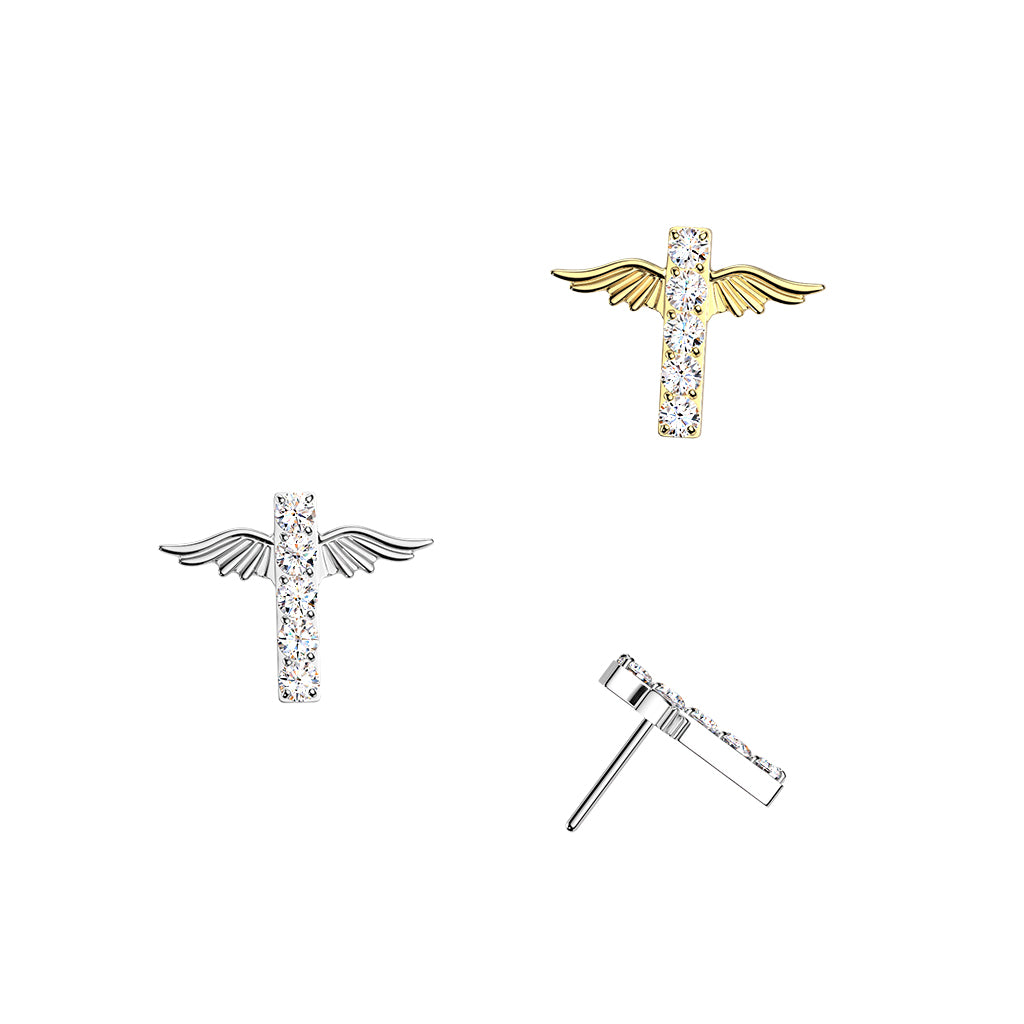 Premium G23 Titanium Winged Cross Luxe Threadless Top