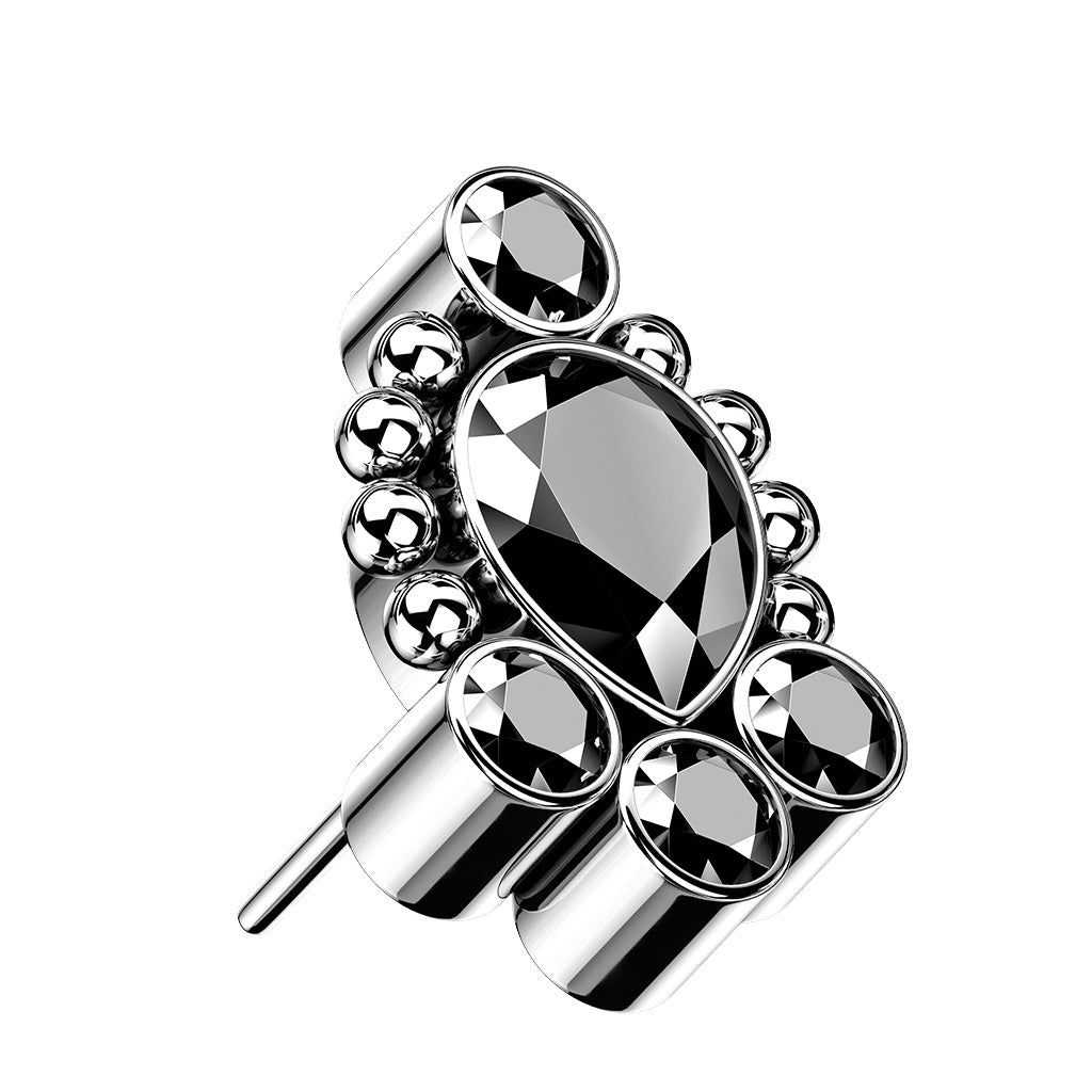 Premium G23 Titanium Crystal Teardrop Dotwork Threadless Top