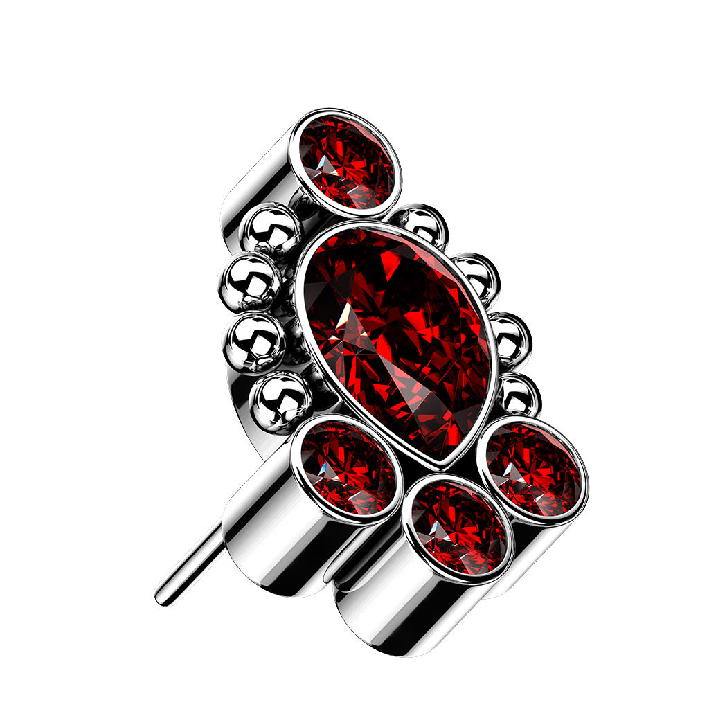 Premium G23 Titanium Crystal Teardrop Dotwork Threadless Top