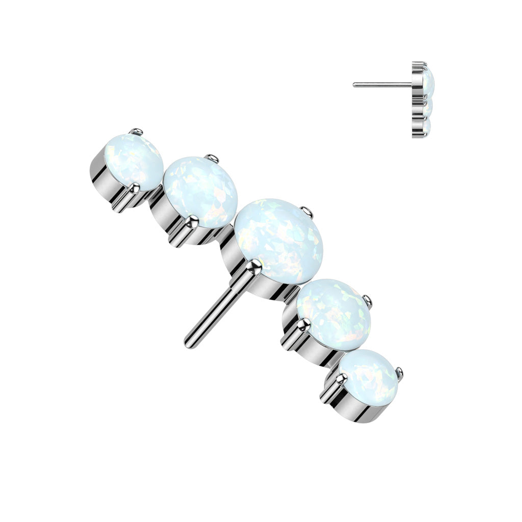 Premium G23 Titanium Curved Opal Claw-Set Threadless Top