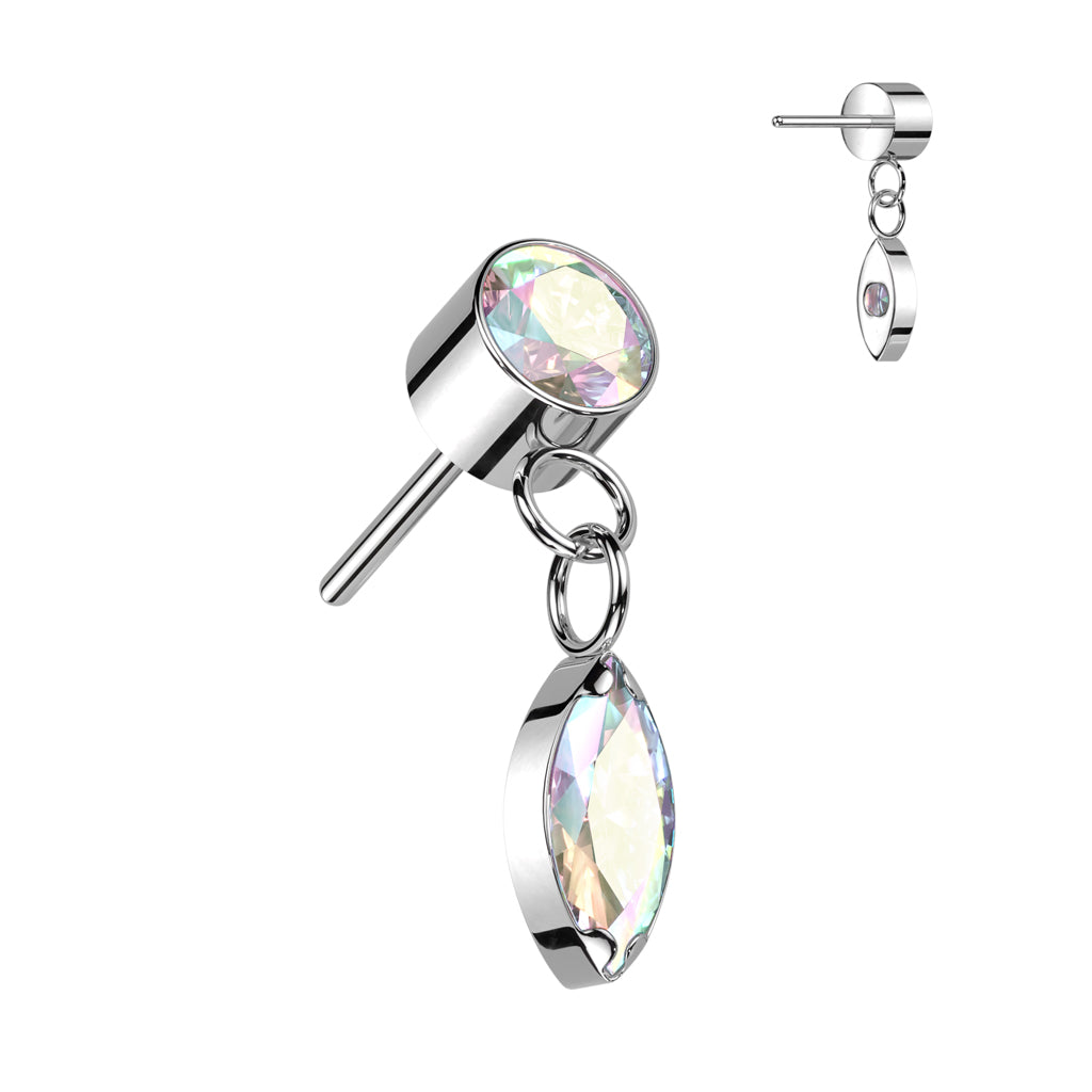 Premium G23 Titanium Crystal Chain Marquise Dangle Threadless Top