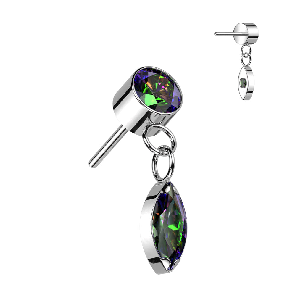 Premium G23 Titanium Crystal Chain Marquise Dangle Threadless Top