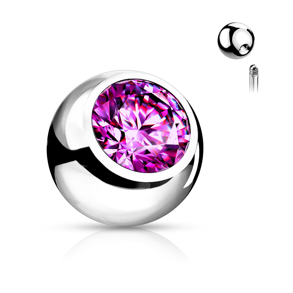 Bezel-Set Crystal Externally Threaded Bead 16g