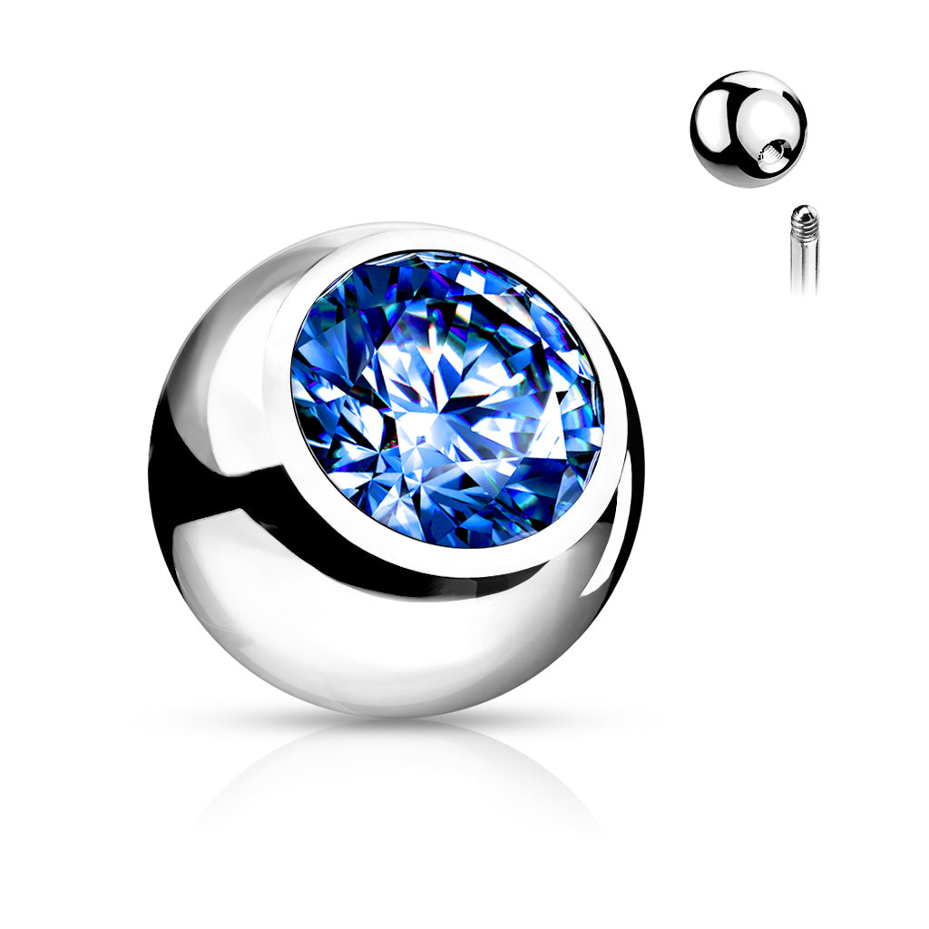 Bezel-Set Crystal Externally Threaded Bead 16g