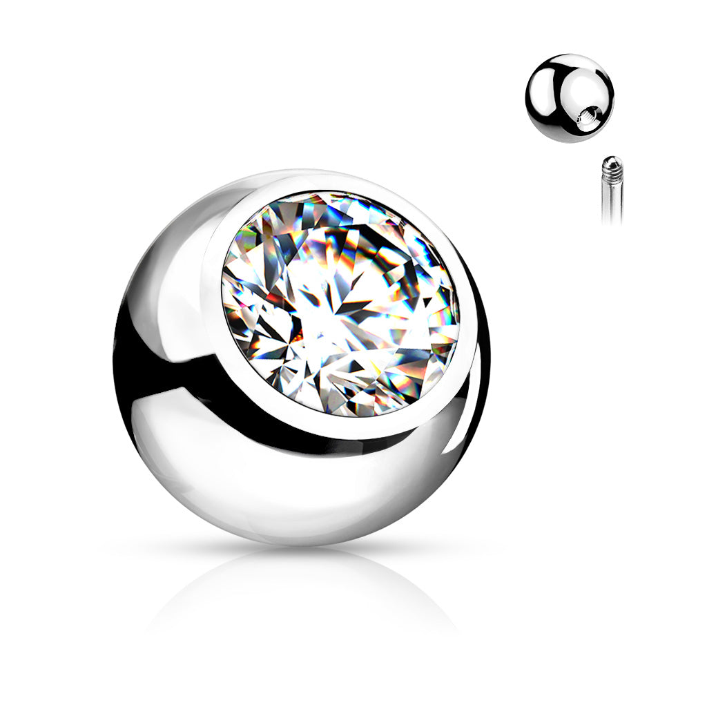 Bezel-Set Crystal Externally Threaded Bead 16g