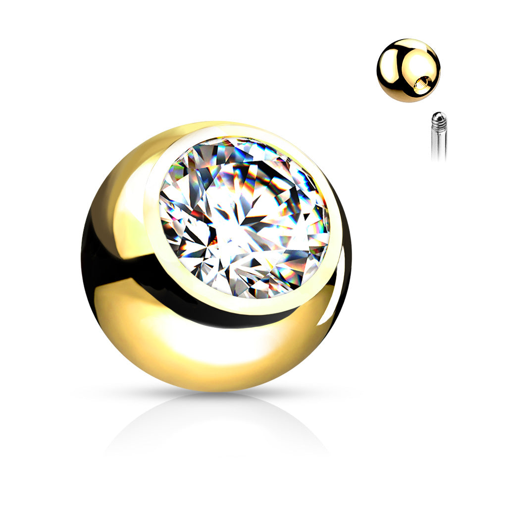 Bezel-Set Crystal Externally Threaded Bead 16g