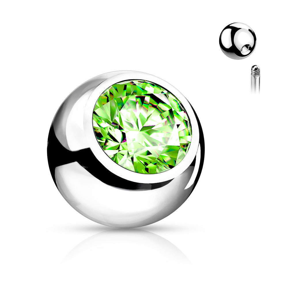 Bezel-Set Crystal Externally Threaded Bead 14g
